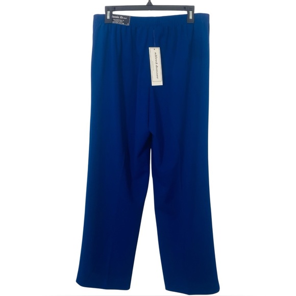 Alfred Dunner Elegant Royal Blue Satin Feel Flowy Wide Leg Small Pull on Pants - Picture 2 of 9